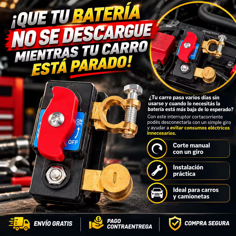 Interruptor Maestro de Batería 12-24V | Desconexión con un Giro + Doble Terminal Giratorio