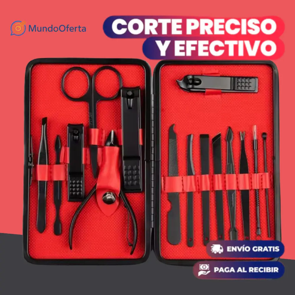 KIT CORTA UÑAS PIEZAS DE ALTA GAMA 16PZS GRATIS estuche