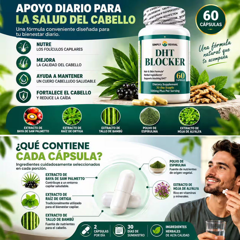 DHT Blocker. Cuidado Capilar para Hombres y Mujeres x60 Cápsulas
