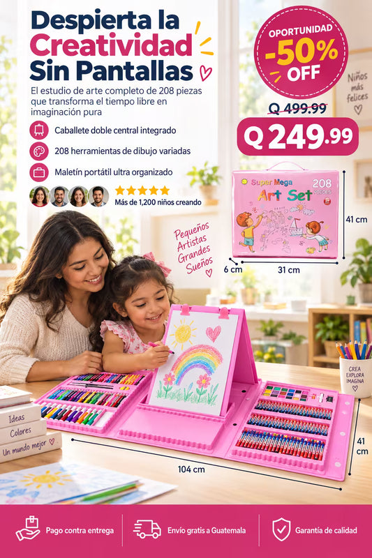 Set De Arte 208 Pcs rosa