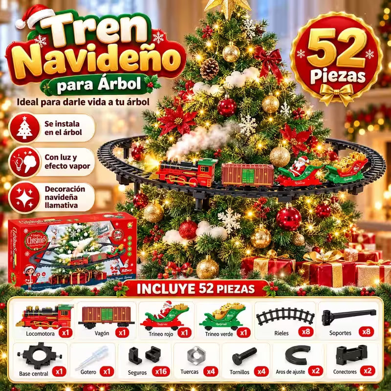 Tren Navideño Colgante con Luces y Sonido