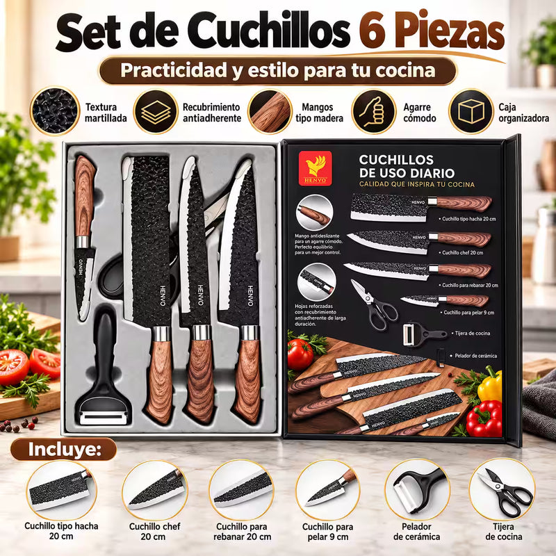 Juego Cuchillos Cocina Acero Inoxidable
